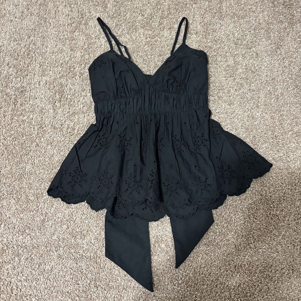 NWT Abercrombie & Fitch Black Eyelet Babydoll Tank